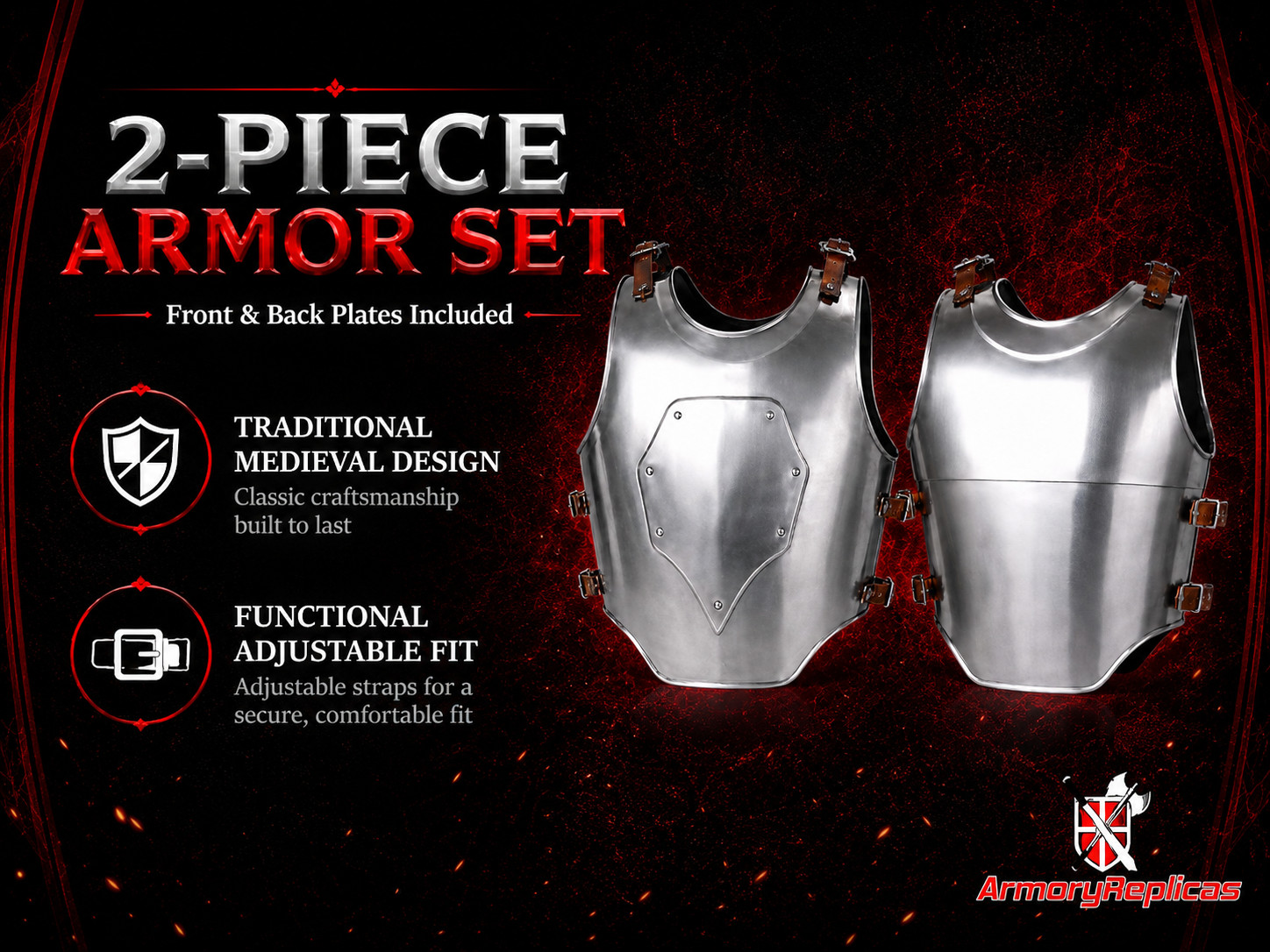 Legends in Steel Medieval Cuirass Body Armor Breastplate Back Plate Set LARP