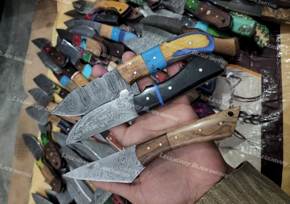 Lot of 20 Custom Handmade Damascus Steel 8″ Full Tang Skinner Hunting Knifes US.