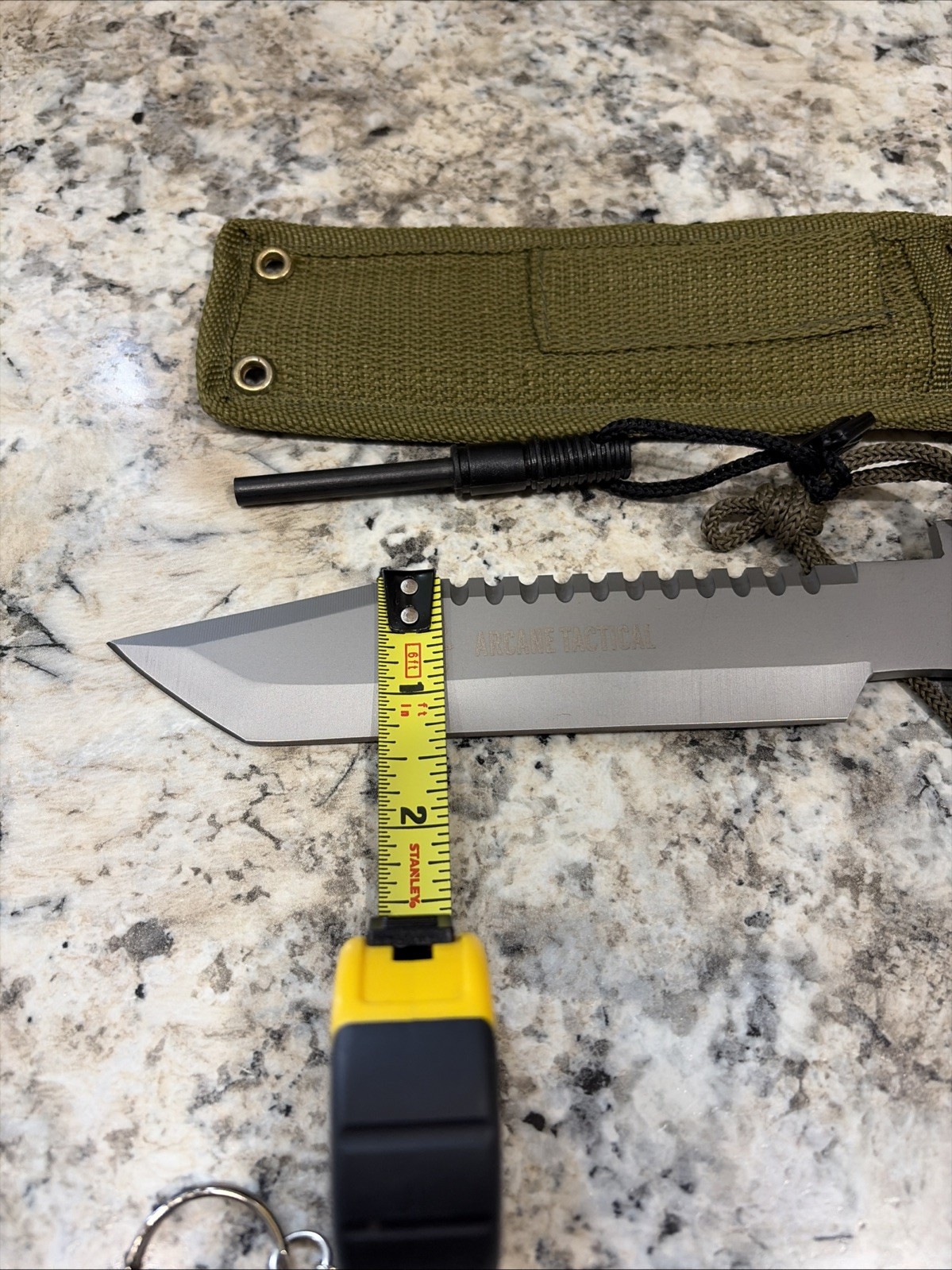Arcane Tactical Survival Knife Green Sheath And Paracord Handle Flint China