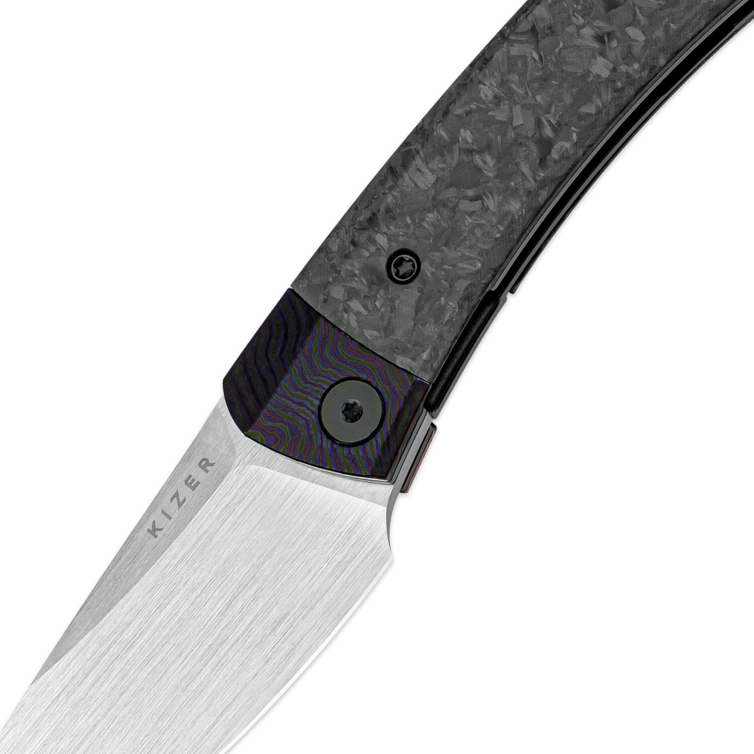 Kizer Mini MoMo Drop Point Folding Knife M390 Blade Titanium&Carbon Handle