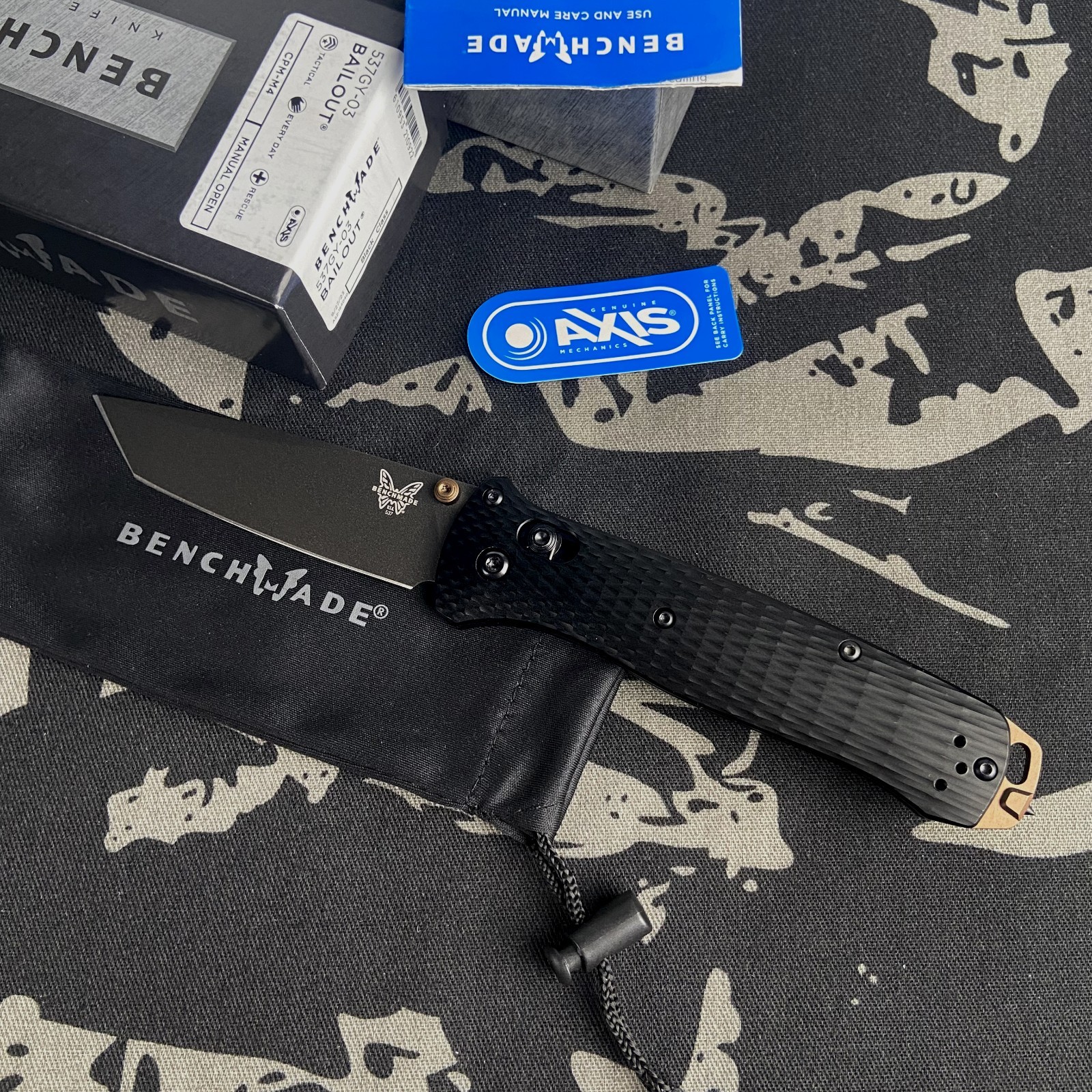Benchmade 537GY-03 Bailout Crater Black CPM-M4 Aluminum Folding Knife
