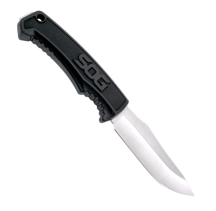 SOG Field Fixed Blade Knife 7Cr17MoV Steel Full Tang w/ Sheath Black TPR 4″