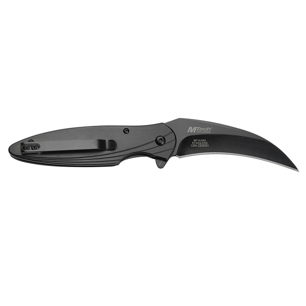 7.90″ MTech Spring Assisted Knife-Aluminum/Wood Handle & Low Pocket Clip