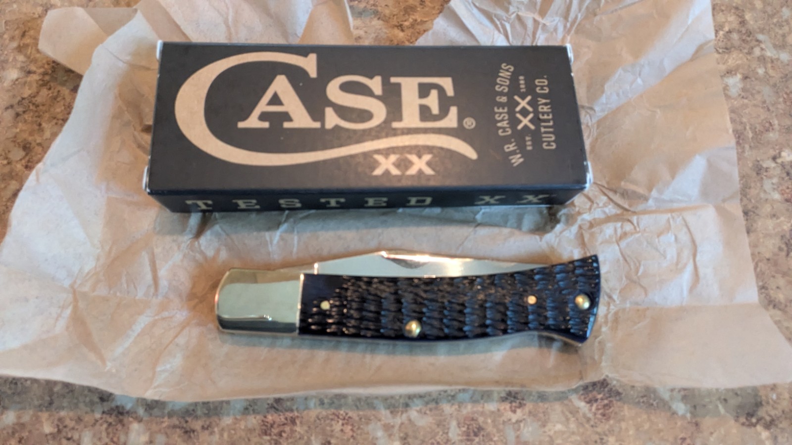 2026 Case XX Axe Handle Navy Blue Bone Rogers Jig BR61135 SS