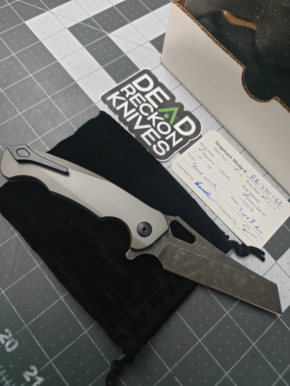 Dead Reckon Ridgeback Magnacut Titanium Integral Button Lock Knife USA Made