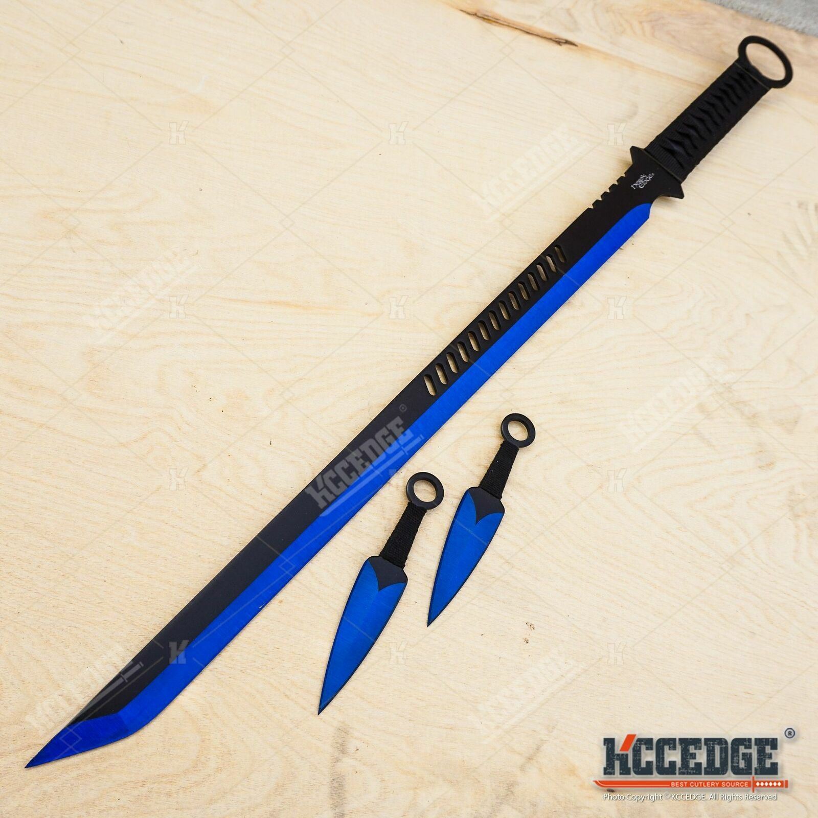 27″ NINJA SWORD TANTO Machete + 2 Knife Full Tang Tactical Blade Katana