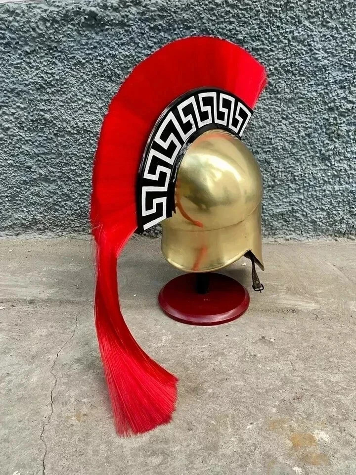 Helmet Medieval Knight Greek Corinthian Helmet Armor With Red Plume Halloween