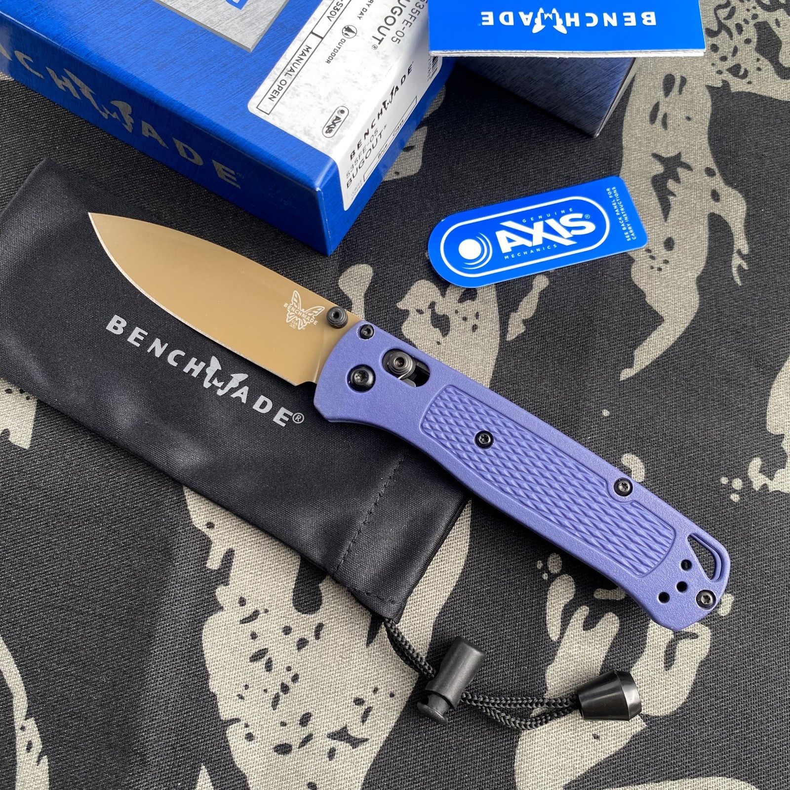 Benchmade 535FE-05 Bugout Blue Grivory Handle S30V BLADE Folding Knife