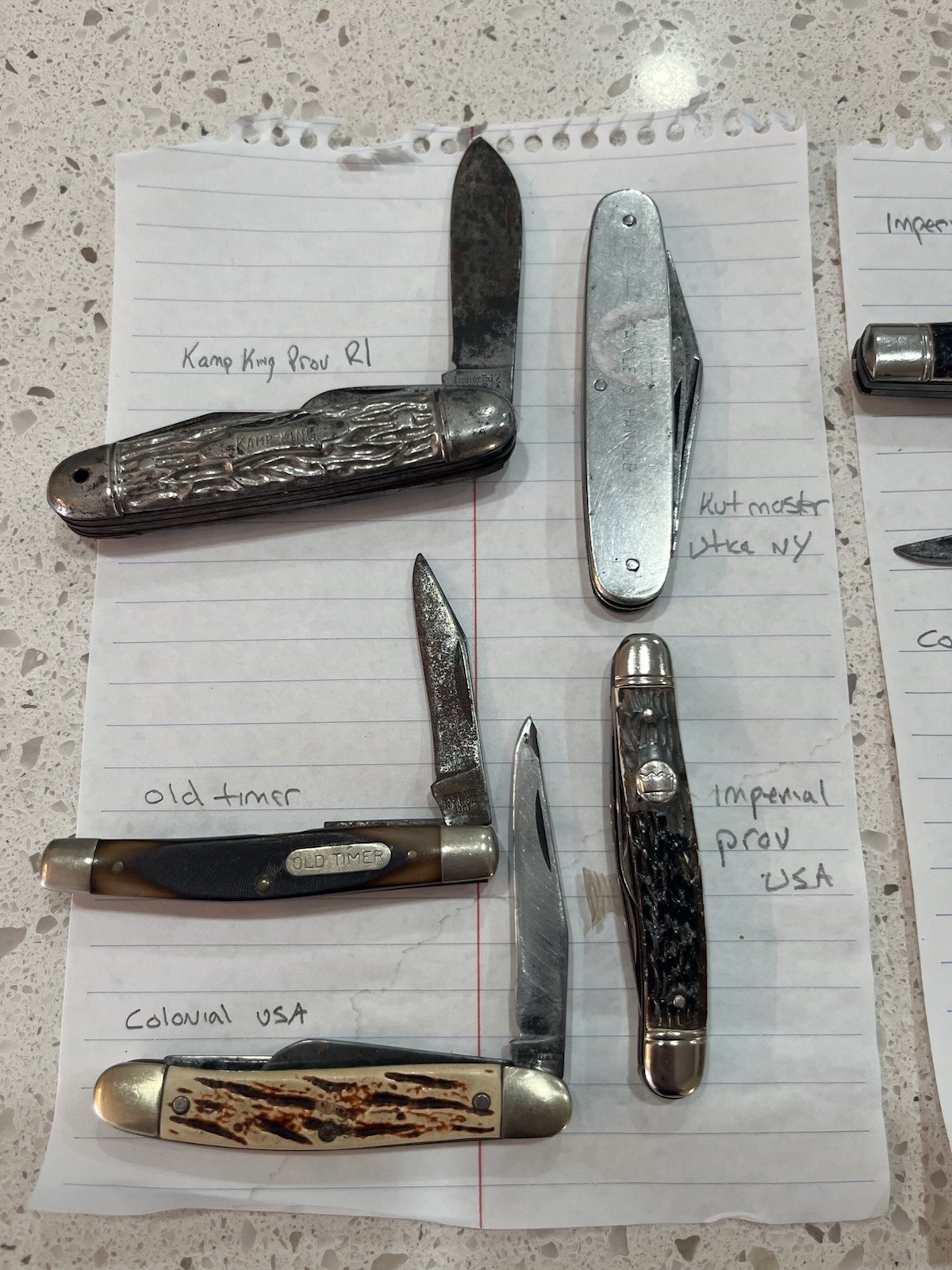 Imperial Colonial Camillus Kutmaster Old Timer 8 pc Pocketknife Lot Slipjoint