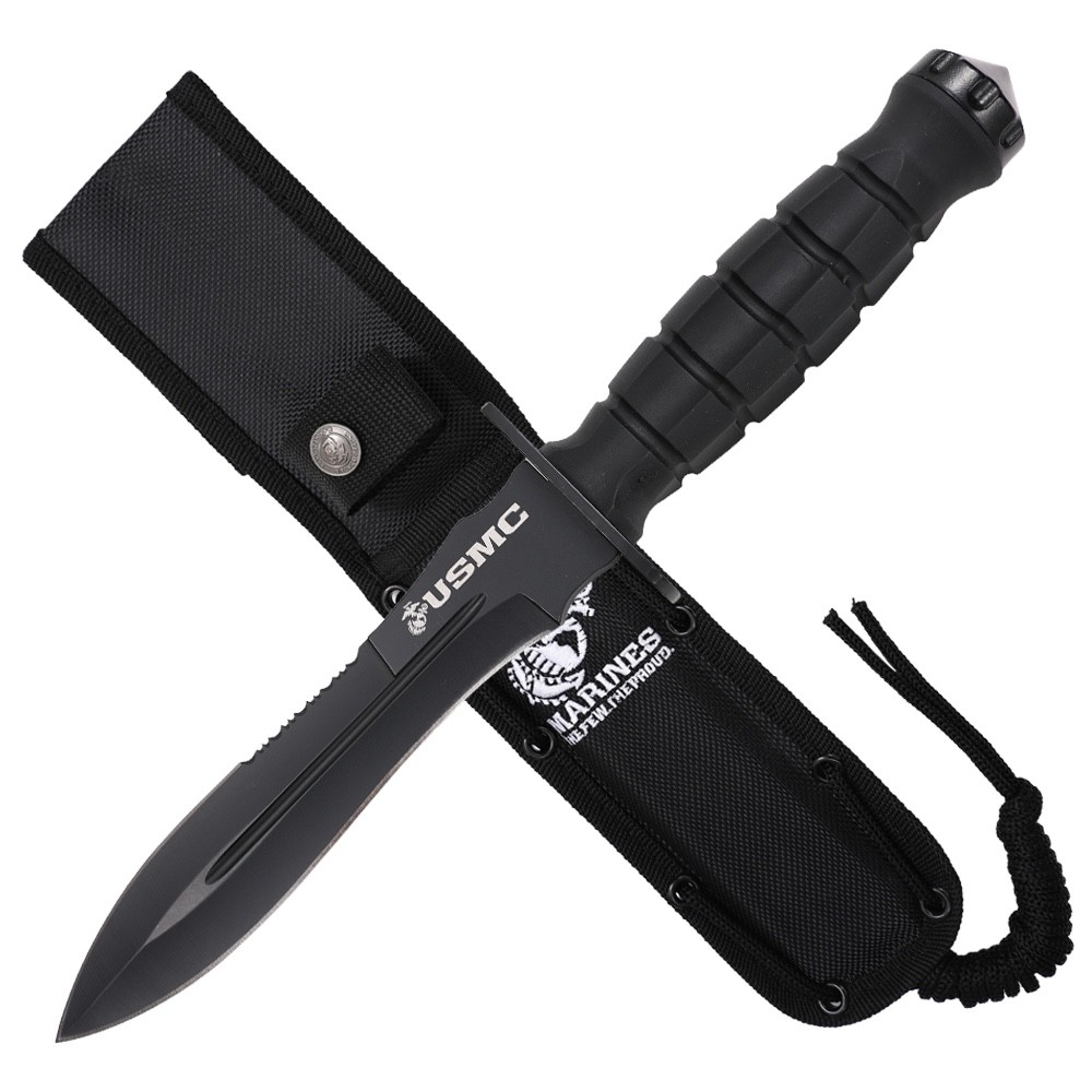 12″ Fixed Blade Knife Double Edge Spear Point Sharp USMC United States Marines