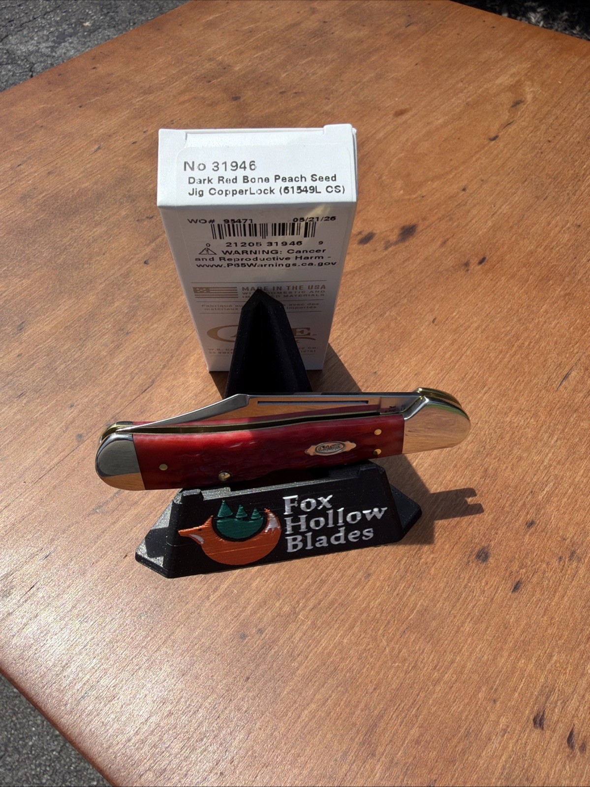 Case XX 2026 Dark Red Peach Seed Jig Bone 61549L CS Copperlock Knife