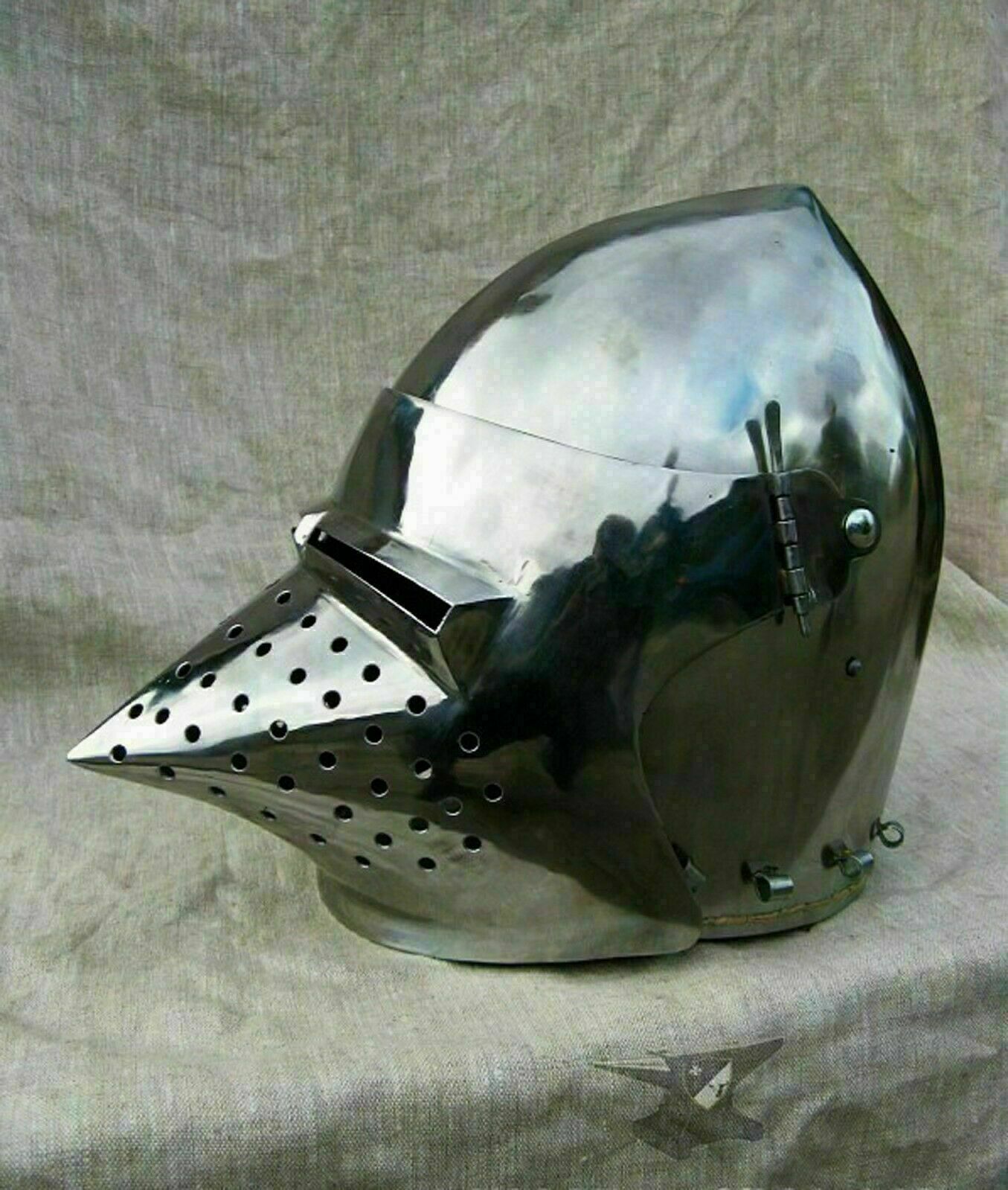 SCA HNB Helmet Steel Medieval Combat Bascinet Helmet Pig Face Helmet