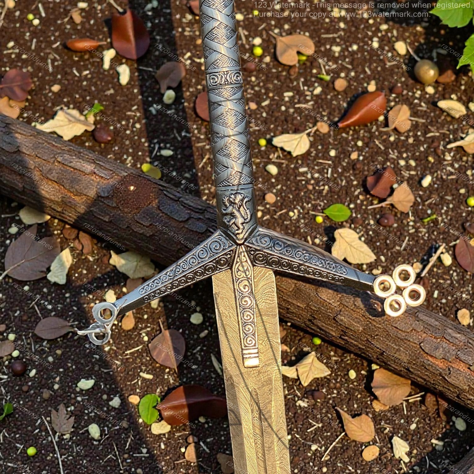 Medieval Scottish Claymore Damascus Steel Sword W Sheath Historical Display Gift