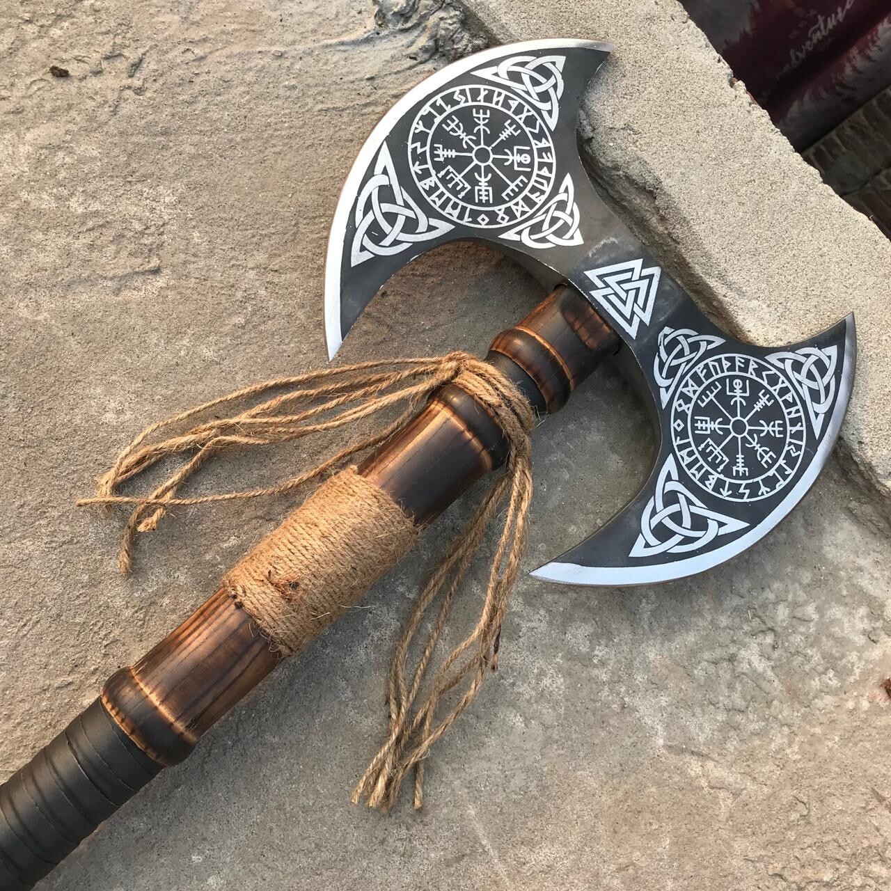 Handmade Double Headed Axe, Carbon Steel Axe, Medieval Warrior, Viking Axe