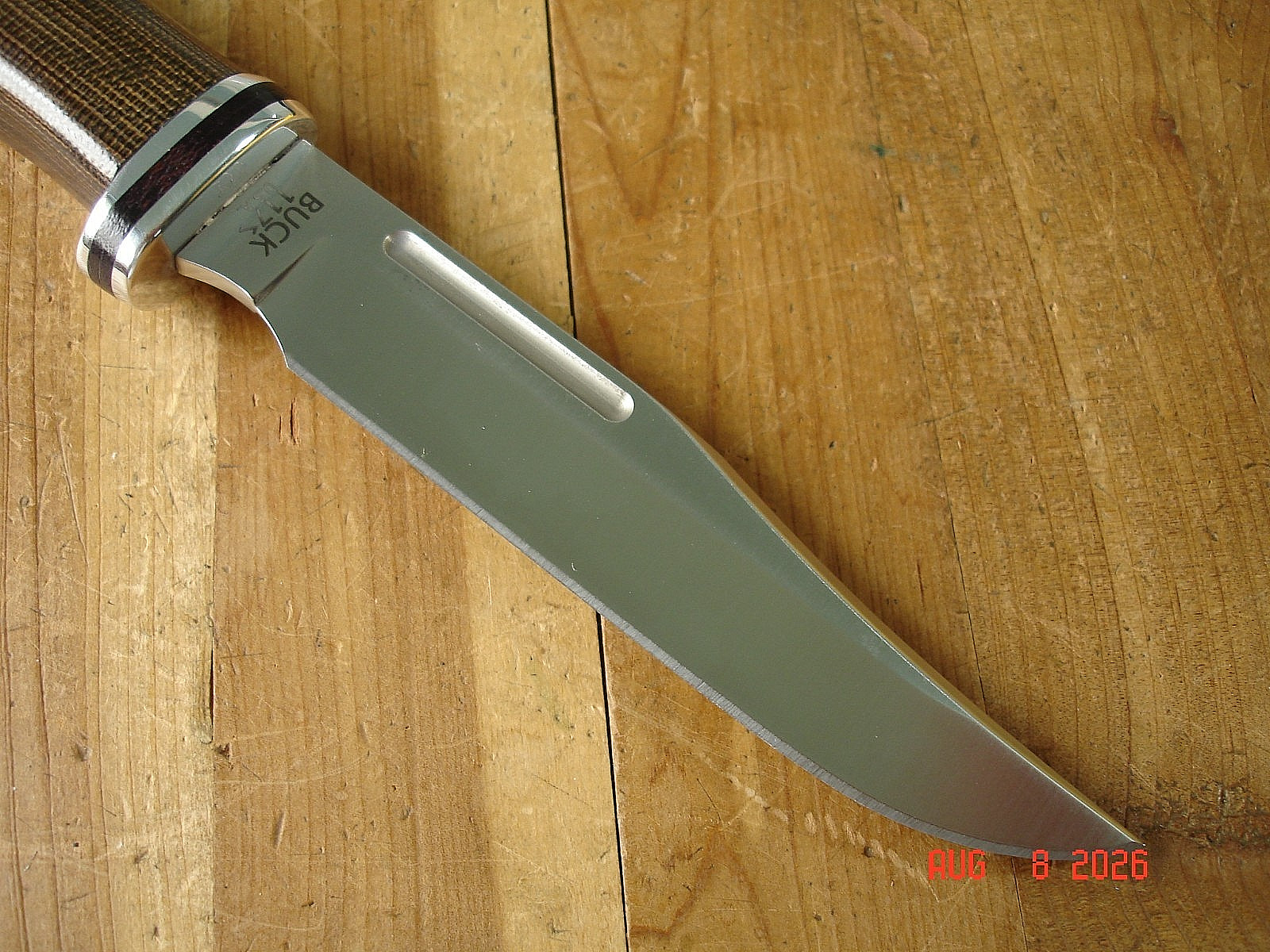 NIB FB BUCK KNIFE 117 BRAHMA BOS MAGNACUT BLADE 102 SIZE MICARTA HANDLE SHEATH