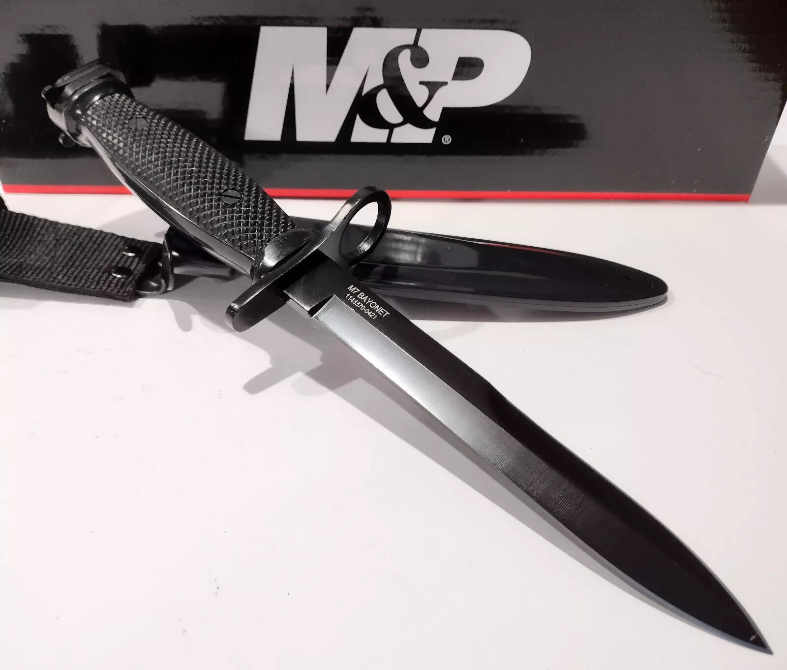 Smith & Wesson M&P Double Edge Spear Dagger Trench Knife Black Scabbard M New 7