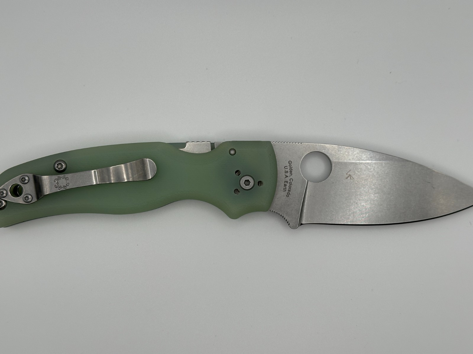 Spyderco Shaman M390 C229 Jade Green Folding Knives FACTORY SECOND NEW