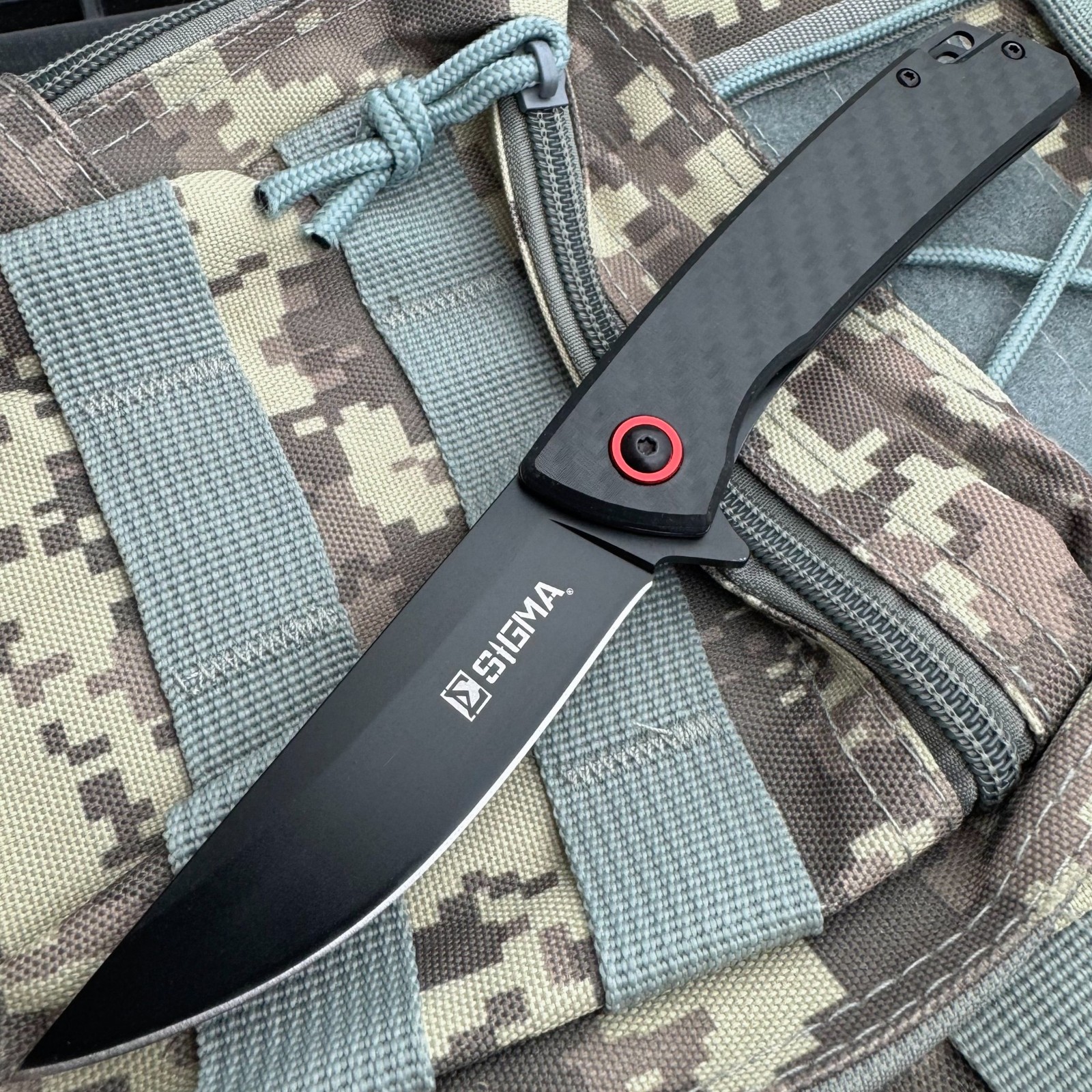 Black Outdoor Survival Ball Bearing Blade Carbon Fiber EDC Folding Pocket Knife