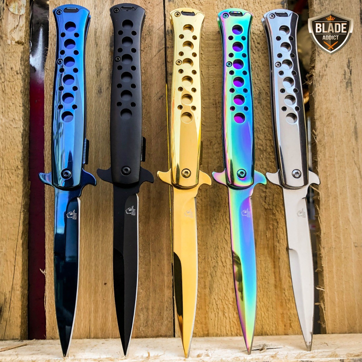 9″ SPRING ASSISTED TACTICAL STILETTO Folding POCKET KNIFE Blade Open Stainless