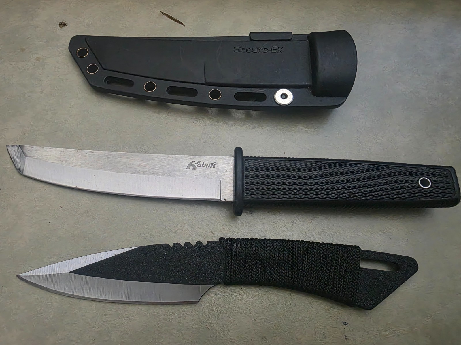 Kobun China Fixed Blade Tanto Knife w/ Hard Plastic Sheath Cold Steel Style