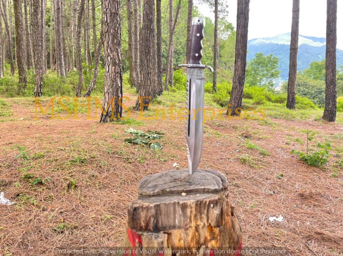 18 INCH CUSTOM HANDMADE D2 STEEL HUNTING FORGED TEMPERD BOWIE KNIFE W/SHEATH 25A