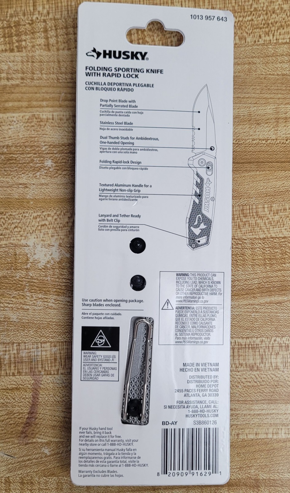 New 2PK HUSKY Rapid Lock Folding Sporting Pocket Knife