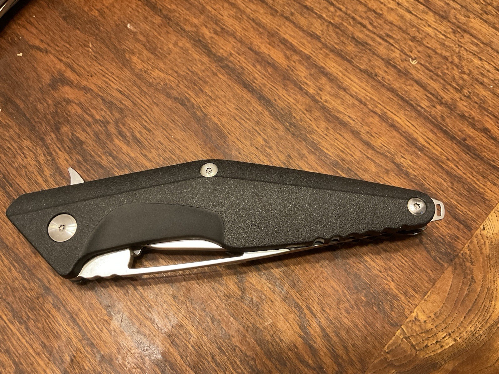 Black Drop Point Plain Edge Pocket Knife, Liner Lock, Manual, Clip