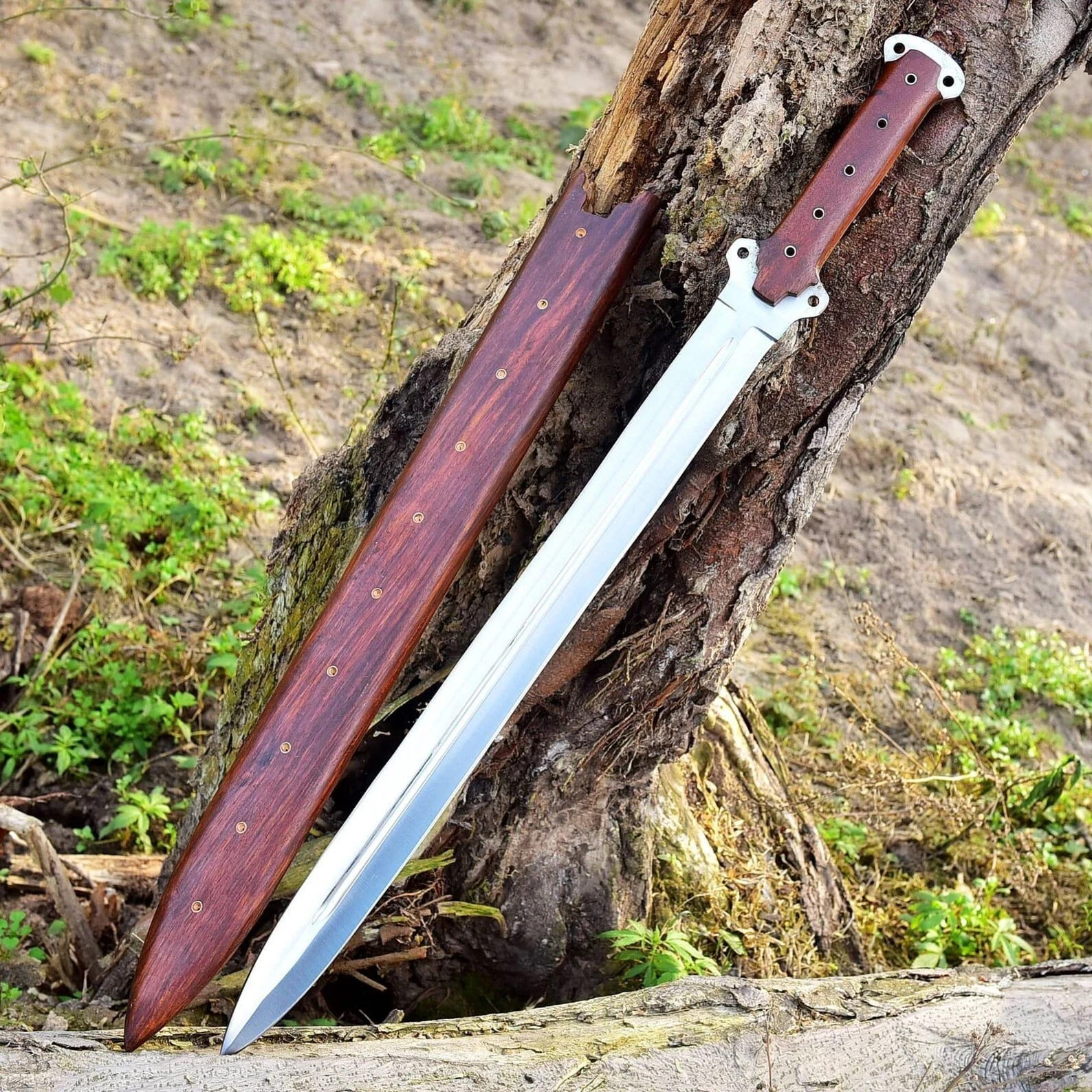 Custom Handmade J2 Steel Blade Hunting Sword | Viking Sword Camping W/ Scabbard