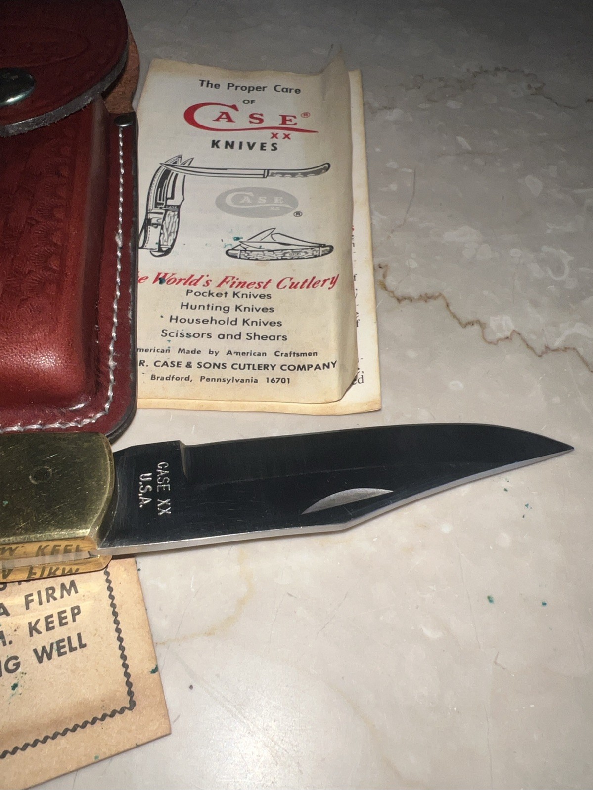 Very Rare Case XX Lock Blade 2159-LSSP Folding Knife, Sheath & Box Number 177