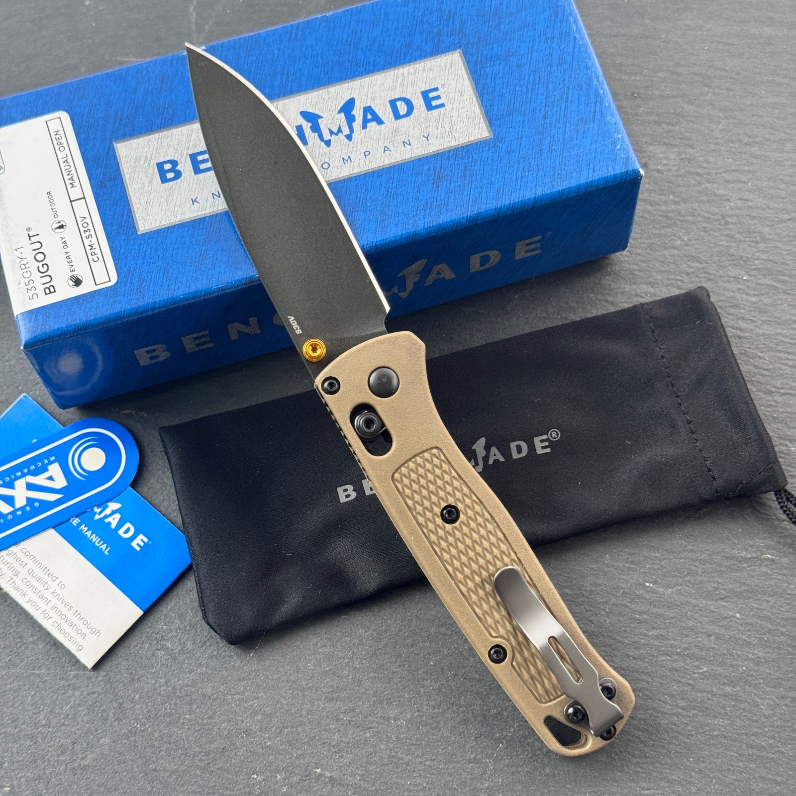 Benchmade Bugout 535GRY-1 Ranger Green Grivory Handle CPM-S30V Folding Knife