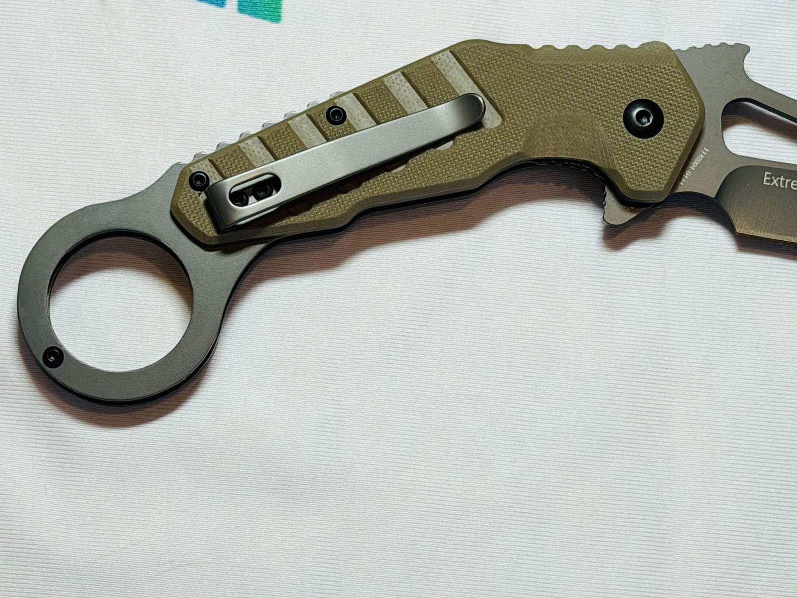 Smith & Wesson M&P Extreme Ops Karambit Tanto Blade G10 FDE Folder Knife 1147102