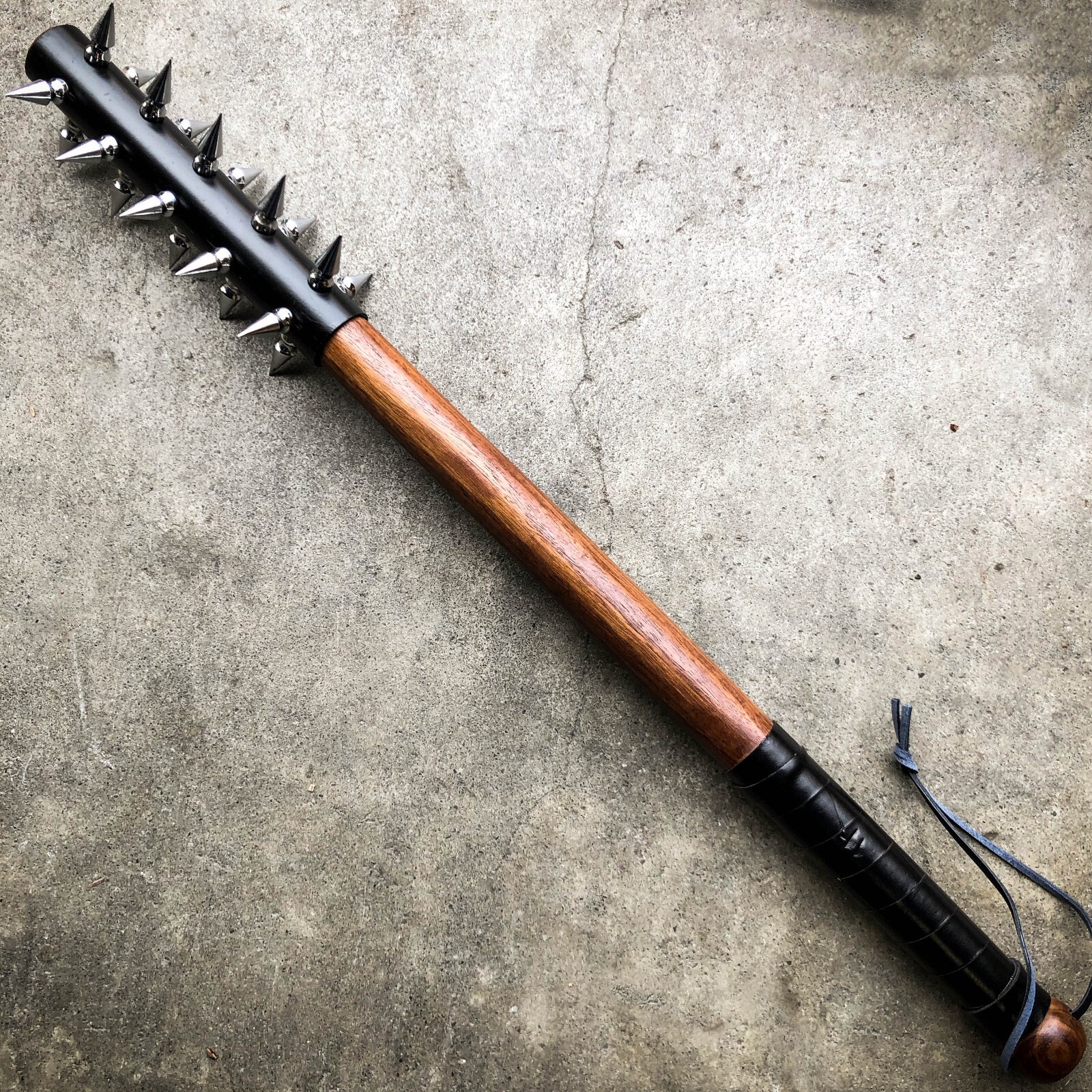 Medieval 30″ Mace Wicked Spiked Wood Club SOLID Middle Ages Bat Knight LARP