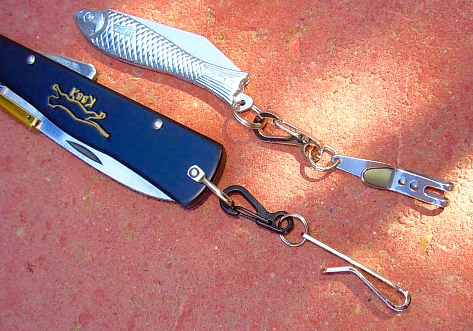 Two pack Knife lanyard bail pocket clip key ring Douk scout Mercator purse etc