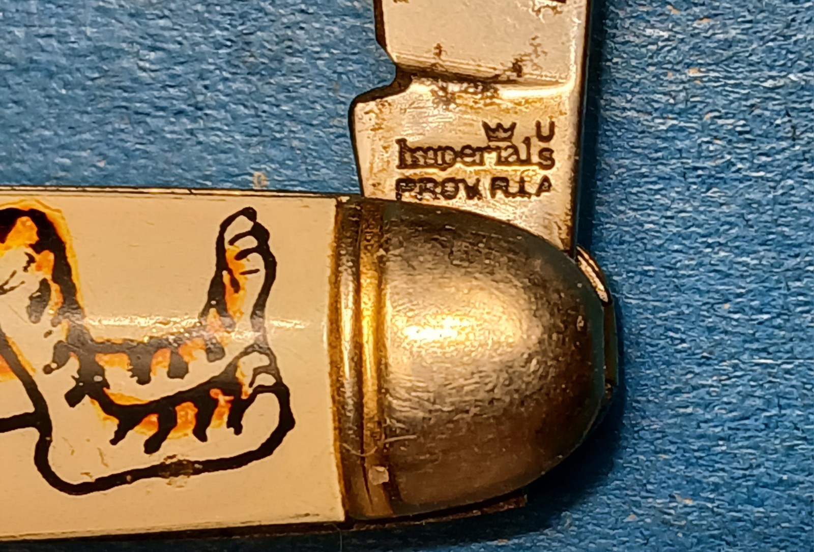 Imperial Providence RI USA. Single Blade with bail. Tiger graphic. 1954-1988.
