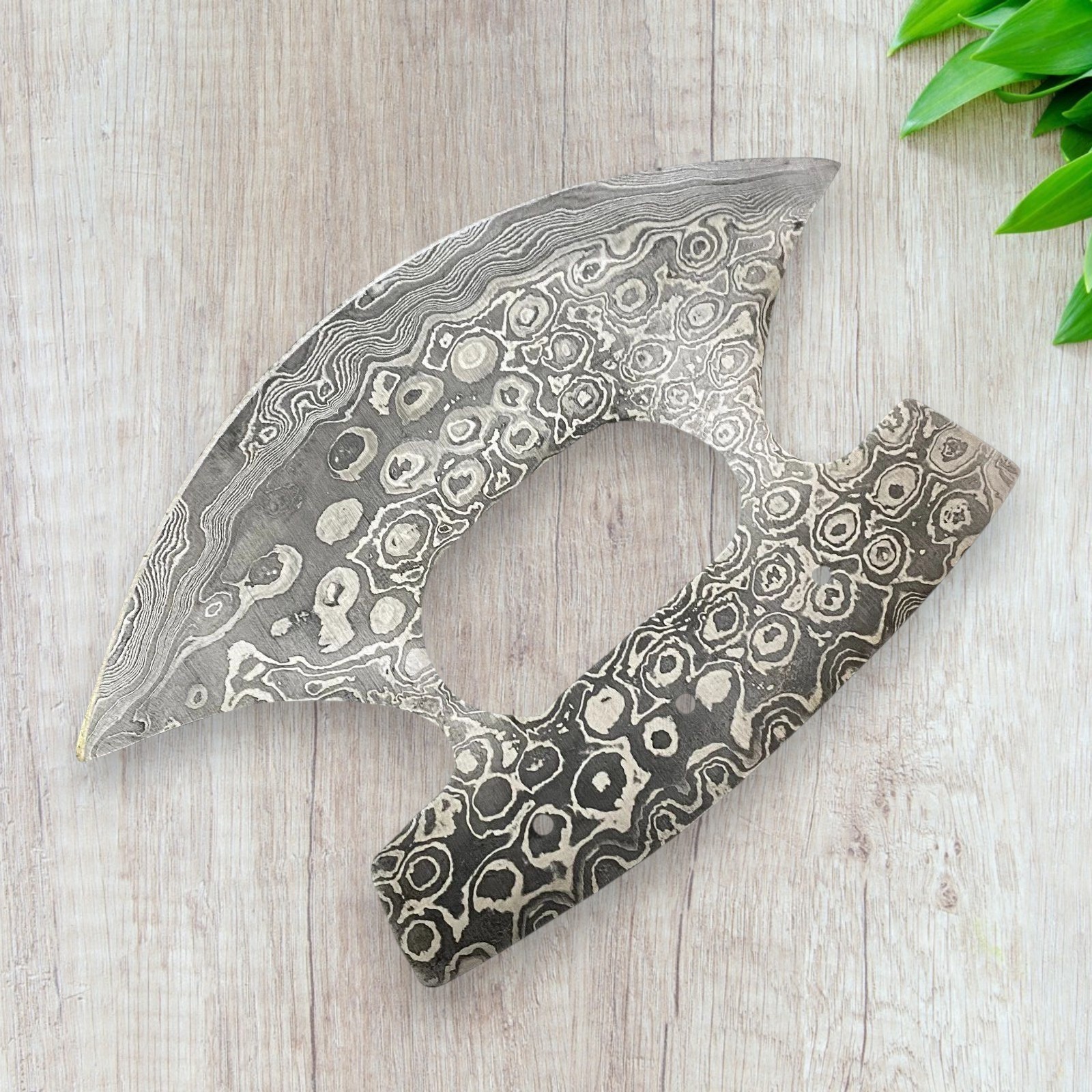 Ulu Blade Blank Damascus Steel Alaskan Skinner Knife Making DIY Project 7.5 Inch