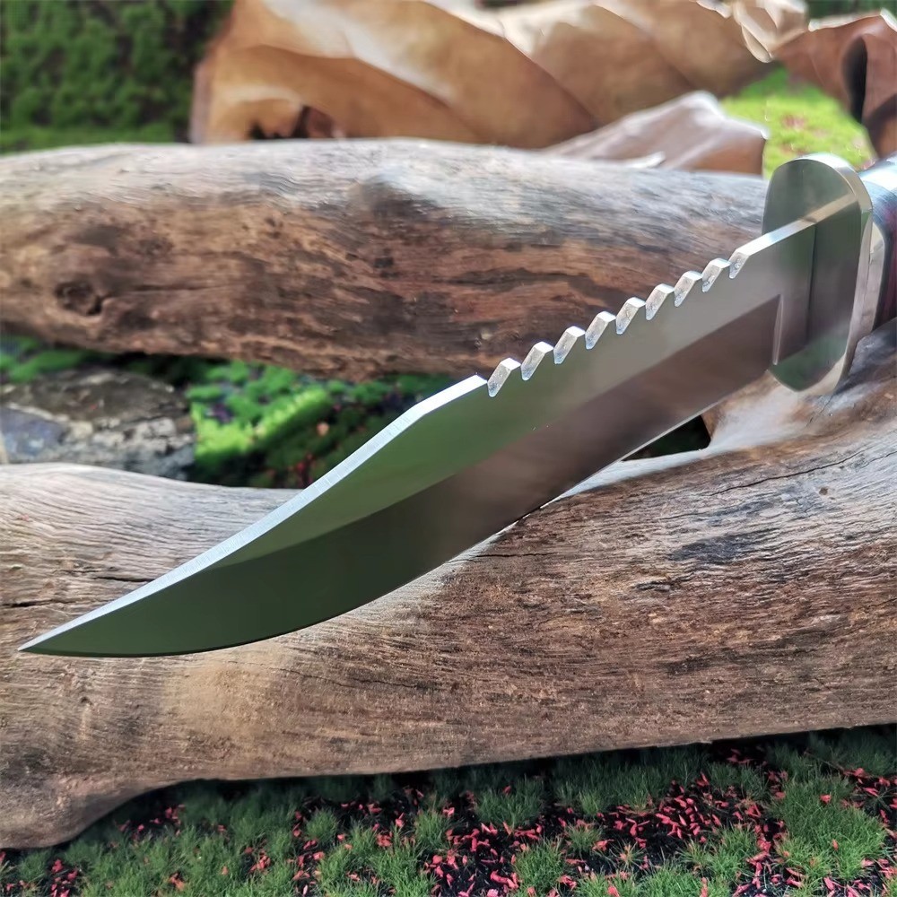 Tactical USMC Marines Style Combat Knife | 8Cr15MoV Blade | Wood Handle + Sheath
