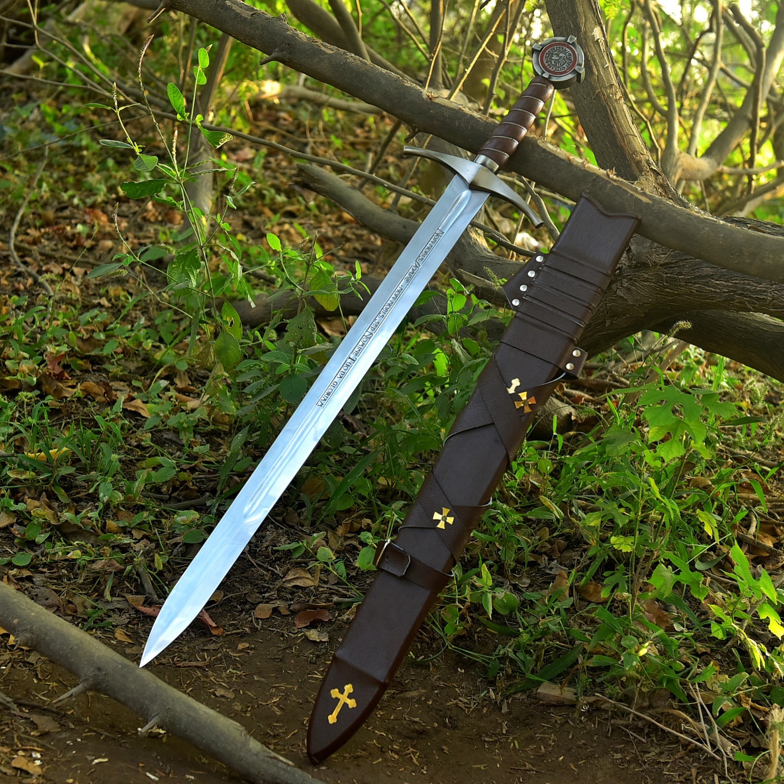 Hand Forged Templar Knights Battle Ready Sword, 1095 Steel, Brass Guard & Pommel
