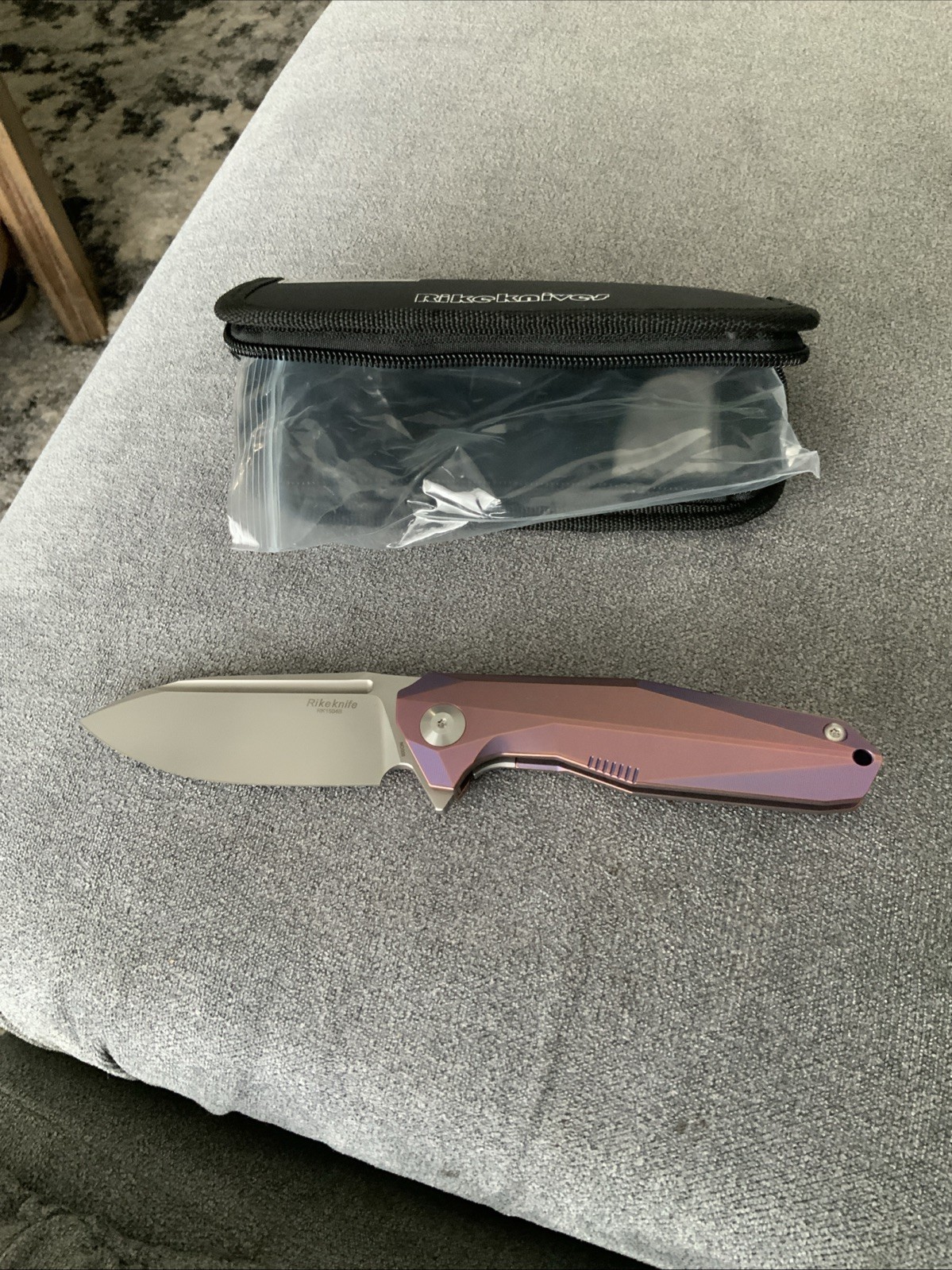 Rike Knives RK 1504B Blue/Purple Titanium Folding Knife M390 Stainless Steel