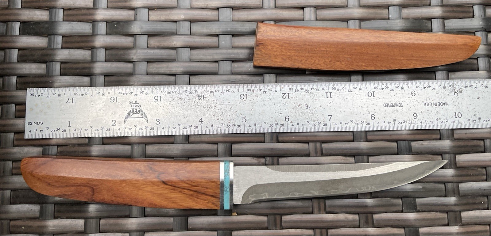 Japanese Fixed Blade Tanto Hand Forged Knife with Wooden Sheath
