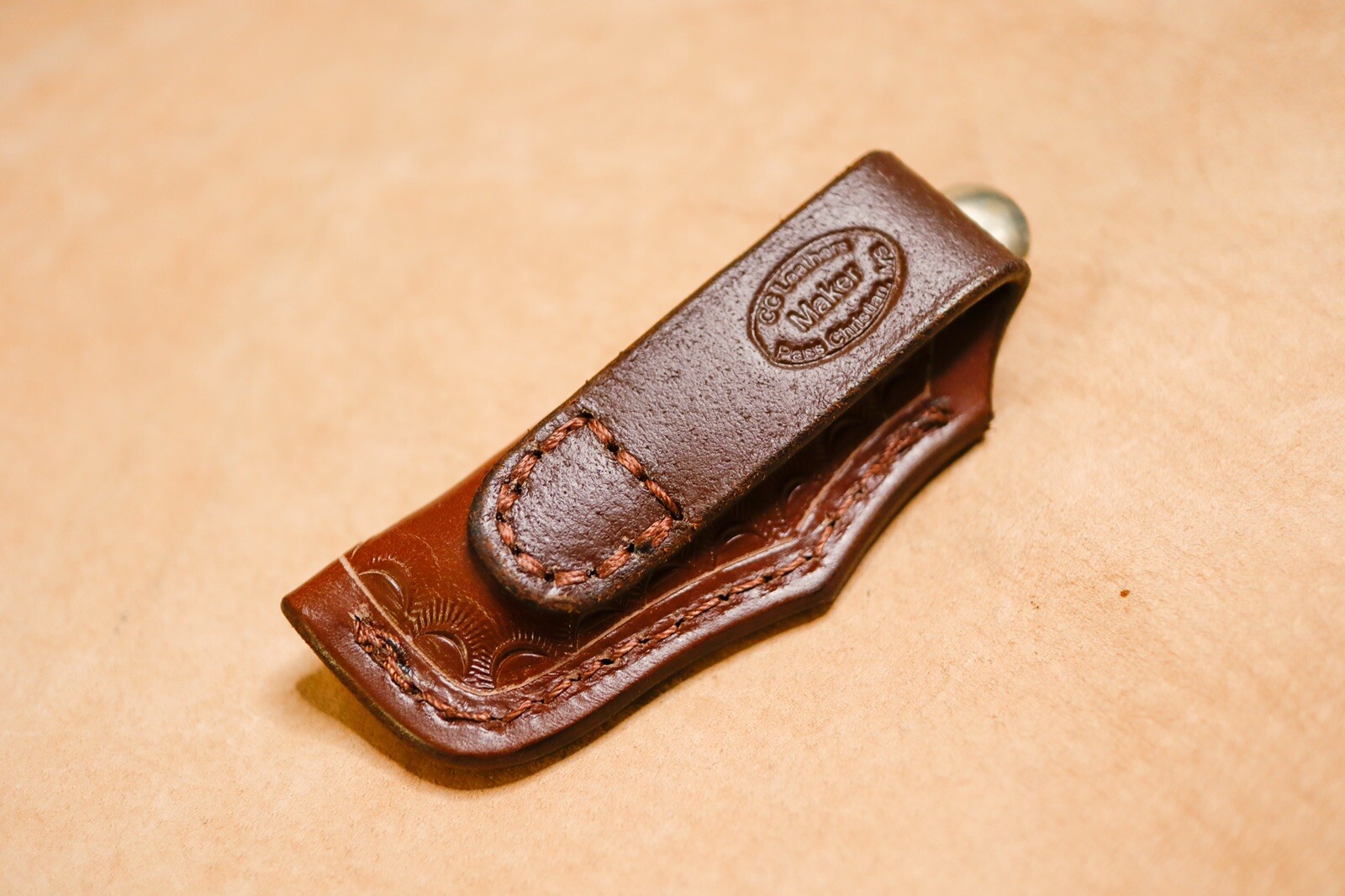 Custom Leather Sheath for 4″ Trapper