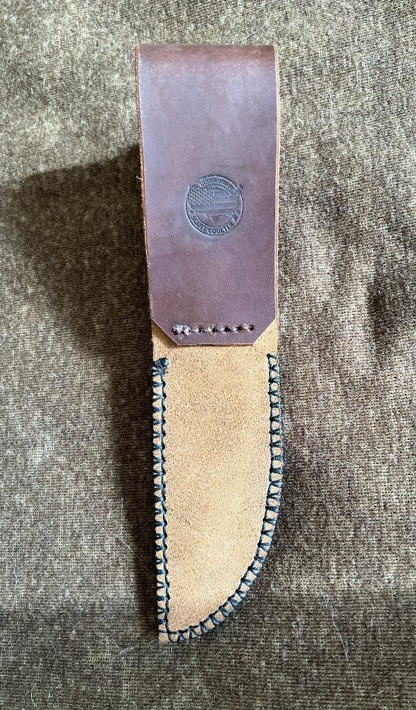 Handmade Straight Edge Hunting Knife: 440c Stainless Steel, Stacked Leather Grip