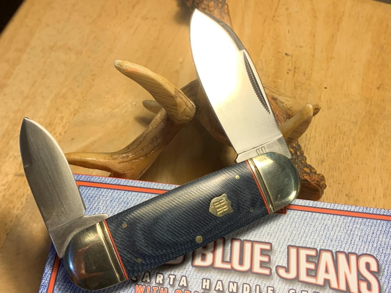 Rough Ryder Faded Blue Jeans Micarta Large Toenail 4 1/4″ Pocket Knife RR2348