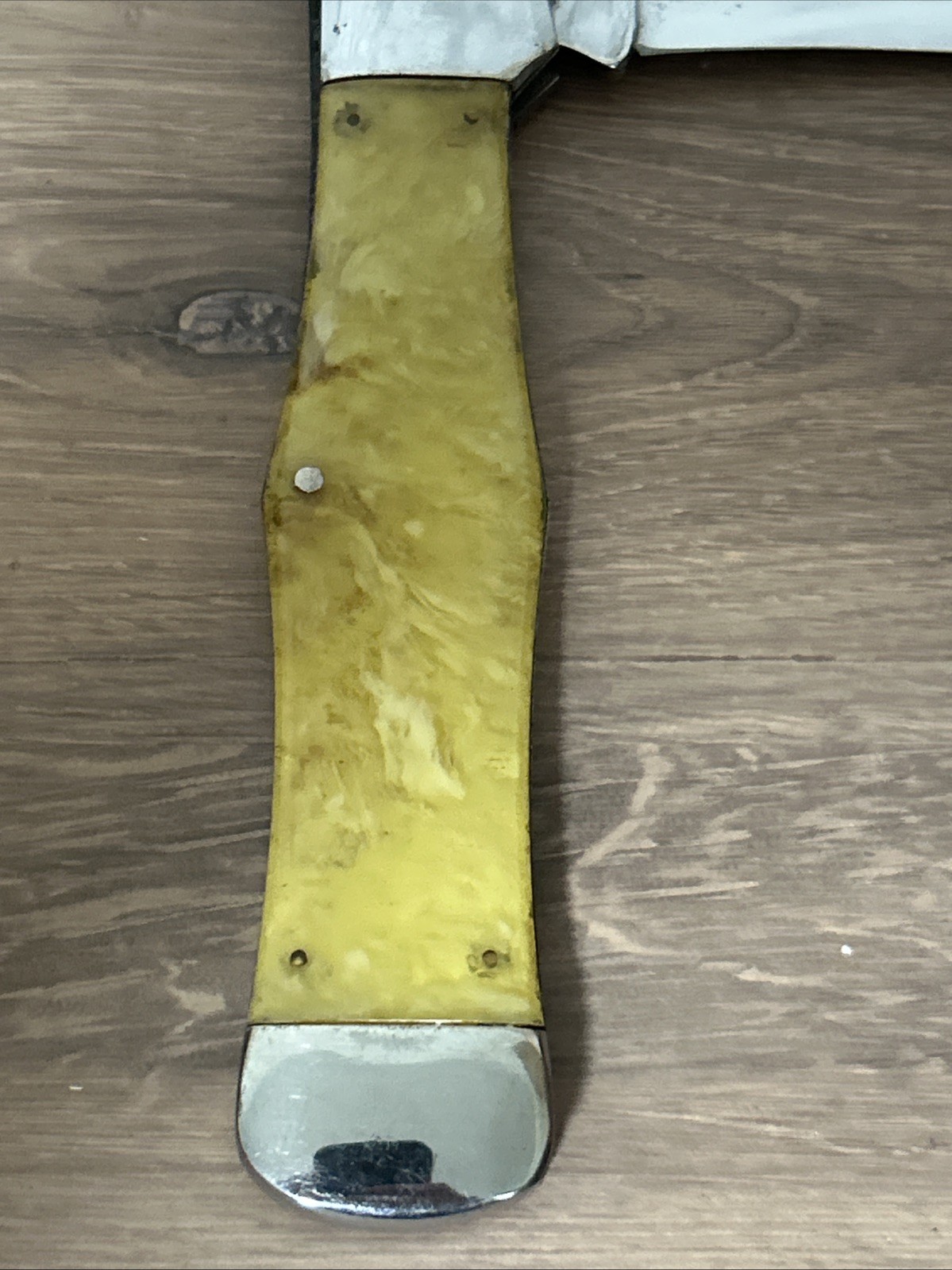 Vintage KaBar/Union Cutlery Co. Lg. Coke Bottle Yellow Celluloid Handle Mint
