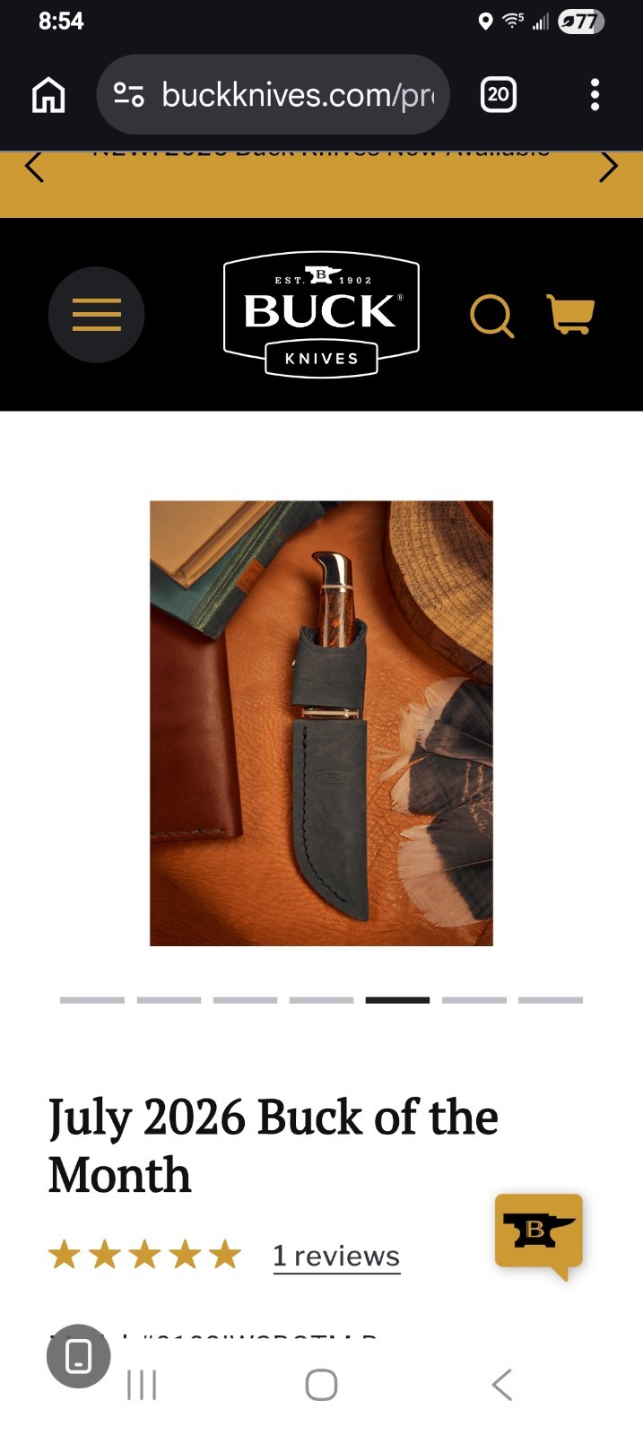 Buck BOTM JULY 2026 102 Knife S35VN BLADE IRONWOOD, BRASS