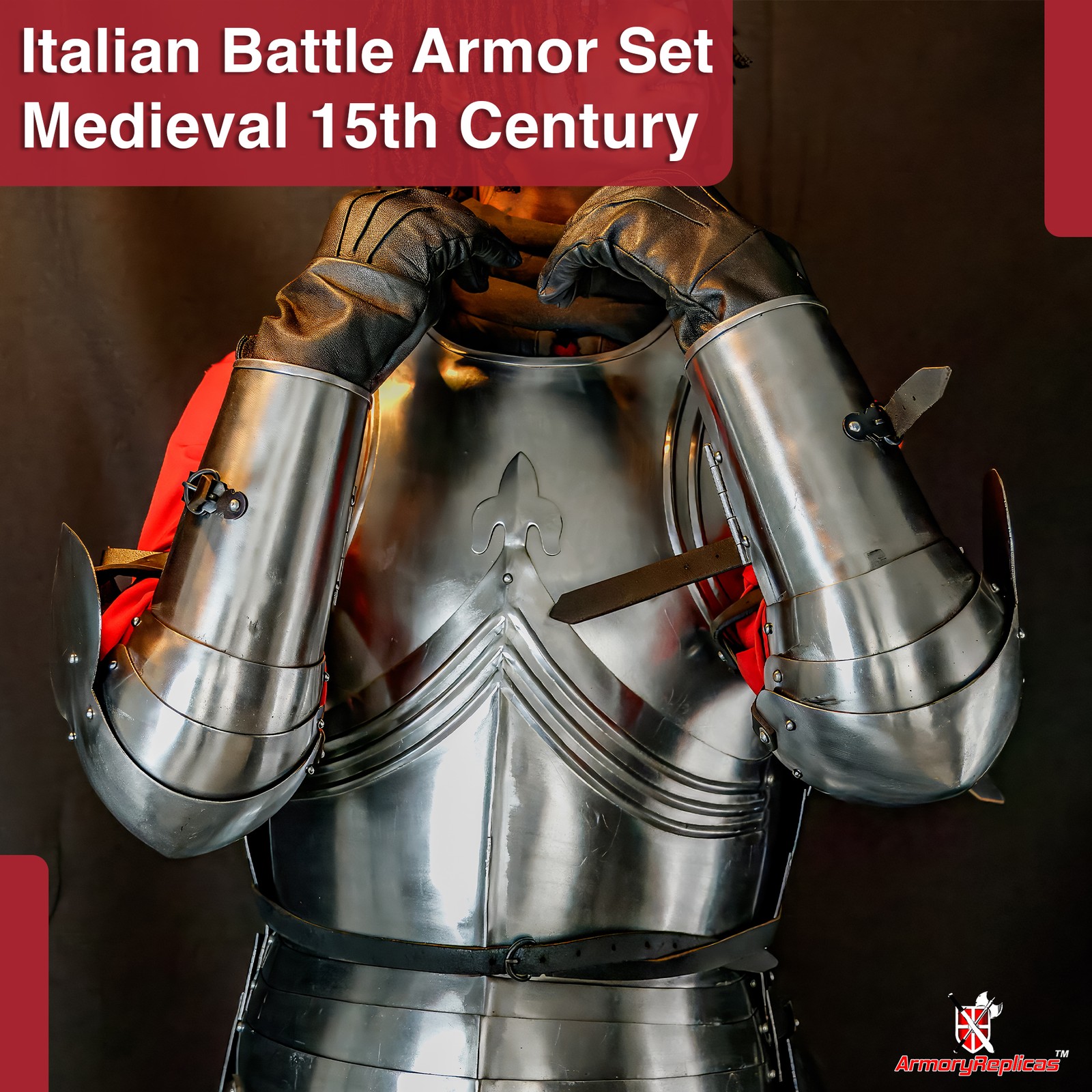 Medieval 15th Century Italian Arm Armor Set 16 Gauge Steel Combat Reenactment