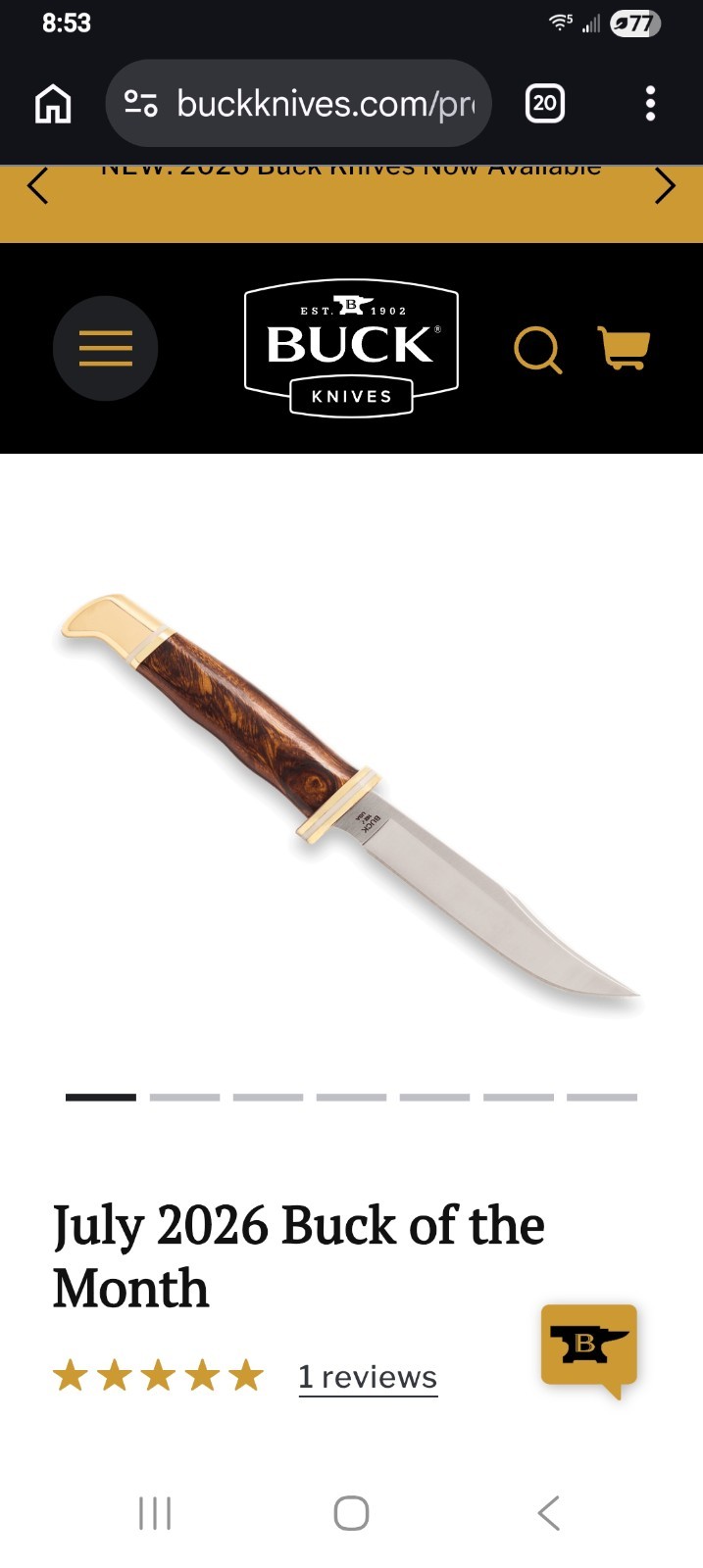 Buck BOTM JULY 2026 102 Knife S35VN BLADE IRONWOOD, BRASS