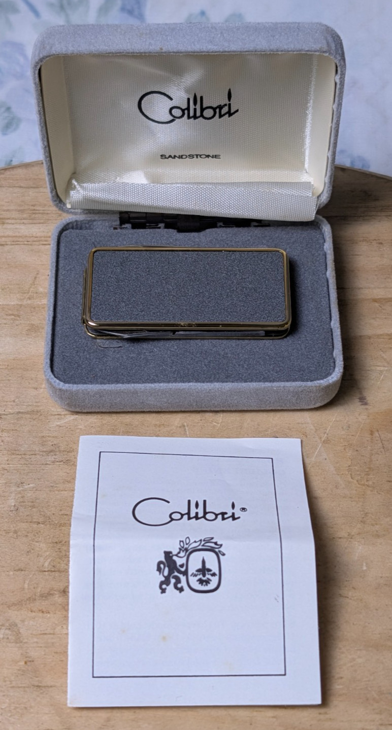 Vintage Colibri Sandstone Money Clip Pocket Knife Scissors Tools w/ Case JAPAN