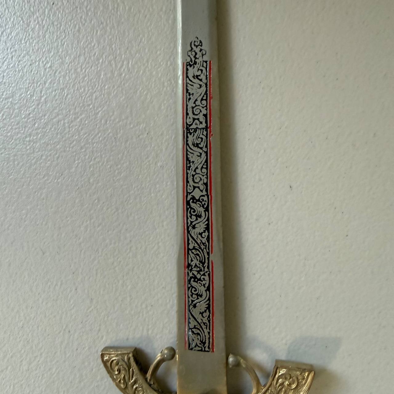 Vintage Toledo Spain Etched Short Sword Dagger Decorative Wall Display 21″