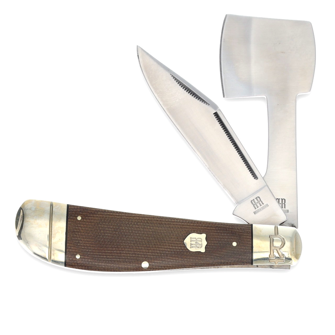 Rough Ryder Pocket Chopper Folding Knife Hatchet Brown Tater Skin Micarta RR2339