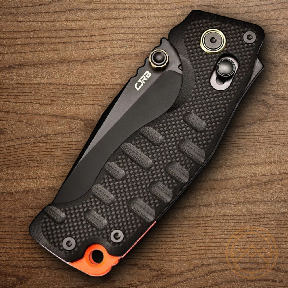 CJRB Doubletap Folding Knife 3⅞» D2 Tool Steel Drop Point Blade Black G10 Handle